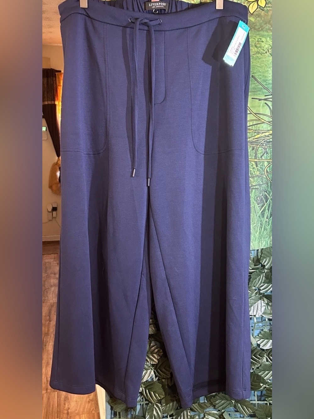Liverpool Women's Plus Size Pull-on Wide Leg Crop Navy blue Pants: 2x/NWTs